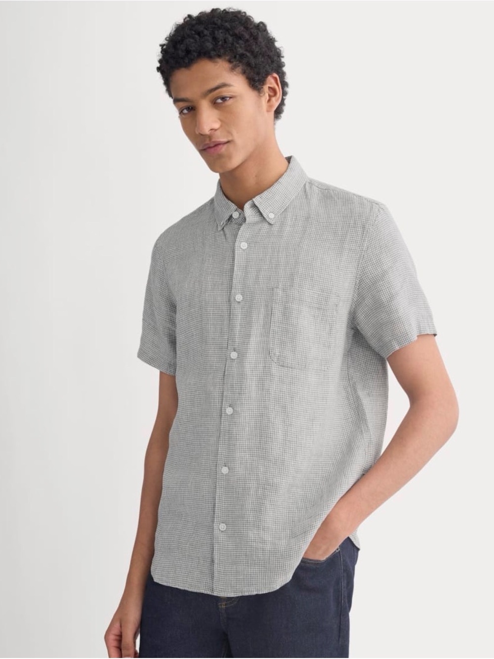 Everlane 100% Linen Pinstripe Short Sleeve Button Up Shirt Men’s Medium